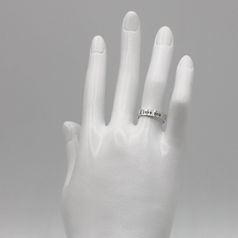 Jewelry ring band I Love You romantic adjustable silver tone simple minimalist - Picture 6 of 7